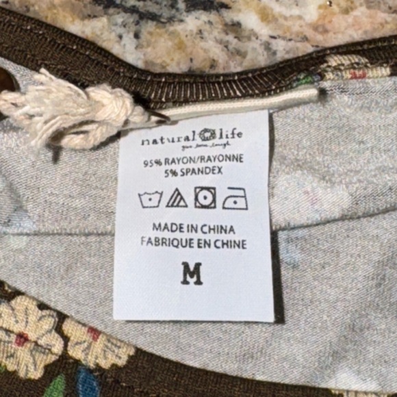 Natural Life NWT brown floral All Day long sleeve stretchy tunic dress sz M - Picture 7 of 7